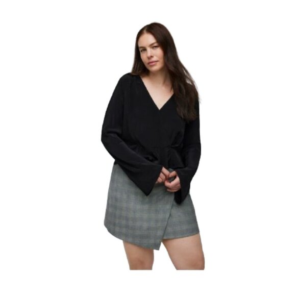 Women's 6 Madewell Bell-Sleeve Wrap Top in Black - Picture 1 of 9